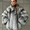 Silver Fox Fur Jacket | Genuine Silver Fox Fur Coat | Luxury Short Fur Jacket | Winter Statement Fur Outerwear