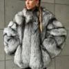 Silver Fox Fur Jacket | Genuine Silver Fox Fur Coat | Luxury Short Fur Jacket | Winter Statement Fur Outerwear