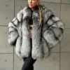 Silver Fox Fur Jacket | Genuine Silver Fox Fur Coat | Luxury Short Fur Jacket | Winter Statement Fur Outerwear
