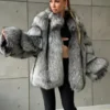 Silver Fox Fur Jacket | Genuine Silver Fox Fur Coat | Luxury Short Fur Jacket | Winter Statement Fur Outerwear
