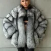 Silver Fox Fur Jacket | Genuine Silver Fox Fur Coat | Luxury Short Fur Jacket | Winter Statement Fur Outerwear