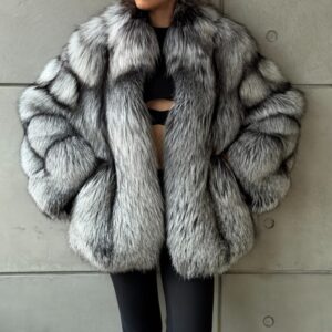 Silver Fox Fur Jacket | Genuine Silver Fox Fur Coat | Luxury Short Fur Jacket | Winter Statement Fur Outerwear