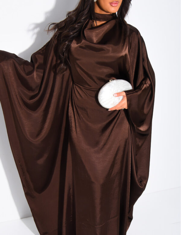 robe-ample-a-nouer (13) Long Draped Butterfly Dress | Tie Waist Maxi Dress with Collar Inserts | Flowy Elegant Women’s Dress | Wedding Guest or Special Occasion Gown