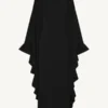 Ruffle Butterfly Abaya Dress | Tiered Maxi, Flutter Sleeve, Modest, Wedding Guest
