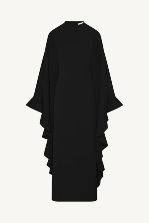 Ruffle Butterfly Abaya Dress | Tiered Maxi, Flutter Sleeve, Modest, Wedding Guest