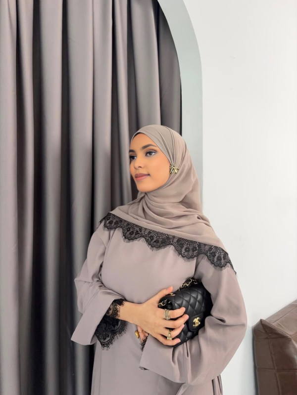 Crepe Abaya Dress with Lace Trim | Elegant Modest Prayer Abaya
