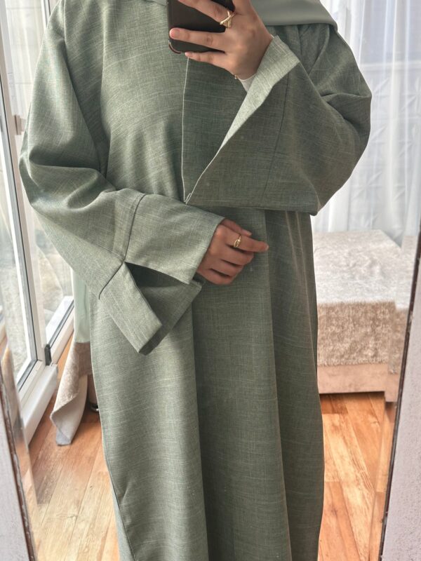 Linen Abaya Sage Green - Image 3