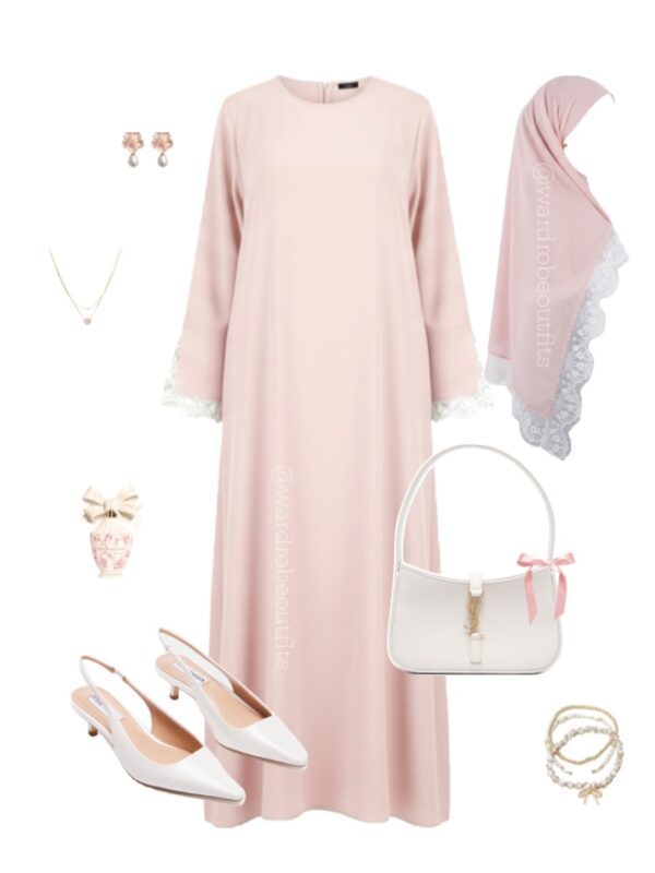 Crepe Abaya Dress with Lace Trim | Elegant Modest Prayer Abaya