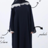 Crepe Abaya Dress with Lace Trim | Elegant Modest Prayer Abaya