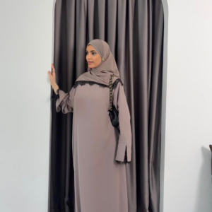 habonebutik Crepe Abaya Dress with Lace Trim | Elegant Modest Prayer Abaya