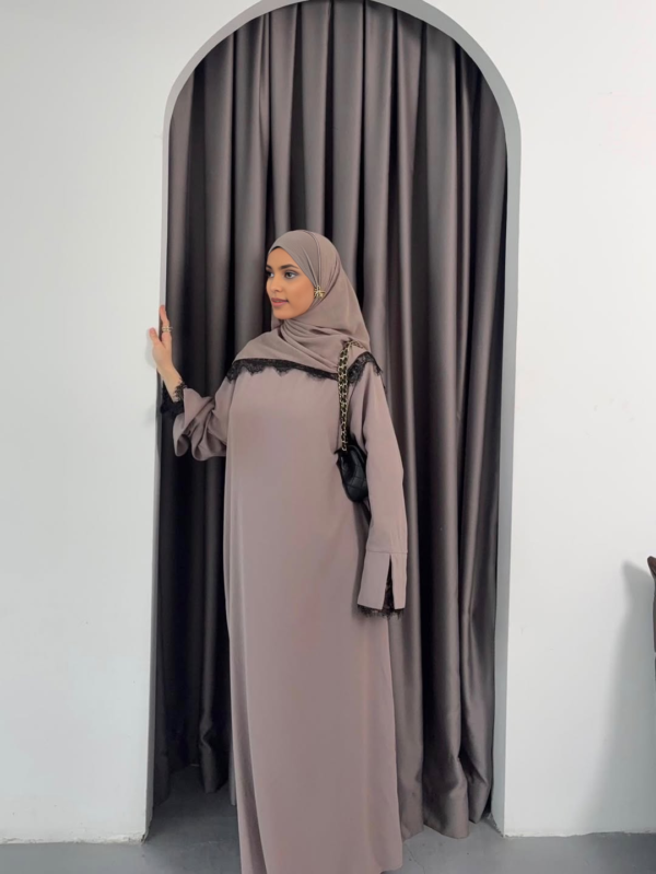 Crepe Abaya Dress with Lace Trim | Elegant Modest Prayer Abaya