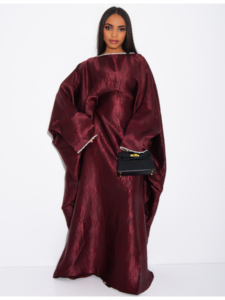 Pearl Embellished Butterfly Abaya | Premium Embossed Satin Kaftan | Luxurious Open Front Cover Up | Elegant Eid & Wedding Guest Dress