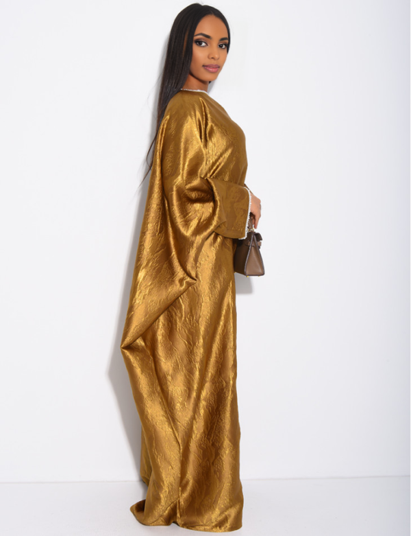 d5e5f1bd-e9f2-4c38-acdb-c79938b91ebf Pearl Embellished Butterfly Abaya | Premium Embossed Satin Kaftan | Luxurious Open Front Cover Up | Elegant Eid & Wedding Guest Dress