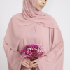 Blushing Rose Abaya Dress | Butterfly Cut with Chiffon Overlay | Elegant Closed Abaya | Modest Eid & Special Occasion Dress