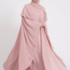 Blushing Rose Abaya Dress | Butterfly Cut with Chiffon Overlay | Elegant Closed Abaya | Modest Eid & Special Occasion Dress