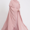 Blushing Rose Abaya Dress | Butterfly Cut with Chiffon Overlay | Elegant Closed Abaya | Modest Eid & Special Occasion Dress