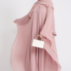 Blushing Rose Abaya Dress | Butterfly Cut with Chiffon Overlay | Elegant Closed Abaya | Modest Eid & Special Occasion Dress