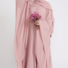 Blushing Rose Abaya Dress | Butterfly Cut with Chiffon Overlay | Elegant Closed Abaya | Modest Eid & Special Occasion Dress
