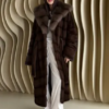 Mink Fur Coat with Marten Fur Hood, Sable Color Fur Coat, Luxury Real Fur Coat, Winter Fur Jacket, Elegant Long Fur Coat Women