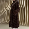 Mink Fur Coat with Marten Fur Hood, Sable Color Fur Coat, Luxury Real Fur Coat, Winter Fur Jacket, Elegant Long Fur Coat Women