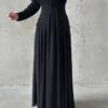 Azra Hijab Evening Dress Brown, Modest Pleated Evening Dress, Elegant High Neck Dress, Luxury Hijab Dress, Wedding Guest Dress