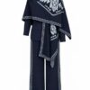 Women’s 3 Piece Knit Set, Elegant Trousers and Bodysuit Outfit with Matching Shawl, Modest Chic Two-Piece Look, One Size