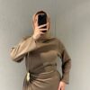 Elegant Women’s Black Abaya Jacket Dress, Zara Crepe Modest Dress, Long Sleeve Winter Abaya, Belted Waist Maxi Dress, 5 Colors