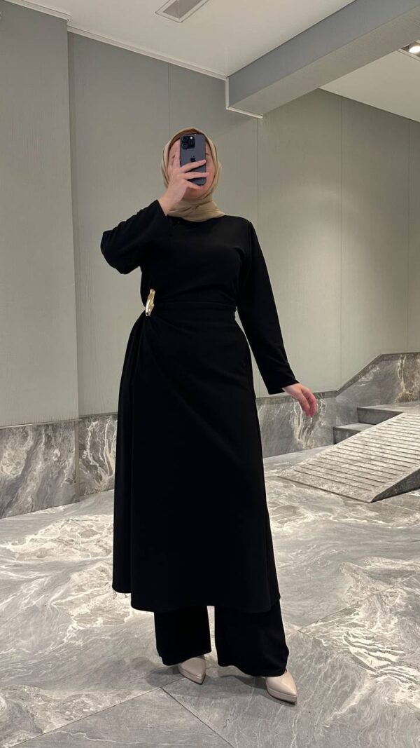 Elegant Women’s Black Abaya Jacket Dress, Zara Crepe Modest Dress, Long Sleeve Winter Abaya, Belted Waist Maxi Dress, 5 Colors