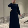 Elegant Women’s Black Abaya Jacket Dress, Zara Crepe Modest Dress, Long Sleeve Winter Abaya, Belted Waist Maxi Dress, 5 Colors