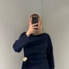 Elegant Women’s Black Abaya Jacket Dress, Zara Crepe Modest Dress, Long Sleeve Winter Abaya, Belted Waist Maxi Dress, 5 Colors