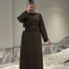 Elegant Women’s Black Abaya Jacket Dress, Zara Crepe Modest Dress, Long Sleeve Winter Abaya, Belted Waist Maxi Dress, 5 Colors