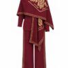 Women’s 3 Piece Knit Set, Elegant Trousers and Bodysuit Outfit with Matching Shawl, Modest Chic Two-Piece Look, One Size