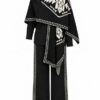 Women’s 3 Piece Knit Set, Elegant Trousers and Bodysuit Outfit with Matching Shawl, Modest Chic Two-Piece Look, One Size