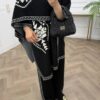 Women’s 3 Piece Knit Set, Elegant Trousers and Bodysuit Outfit with Matching Shawl, Modest Chic Two-Piece Look, One Size