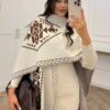 Women’s 3 Piece Knit Set, Elegant Trousers and Bodysuit Outfit with Matching Shawl, Modest Chic Two-Piece Look, One Size